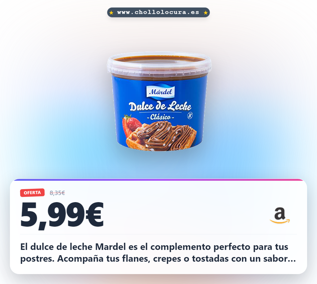 Ahorra en Dulce de leche Clásico Mardel 1Kg, perfecto para flanes, crepes y postres a precio de chollo