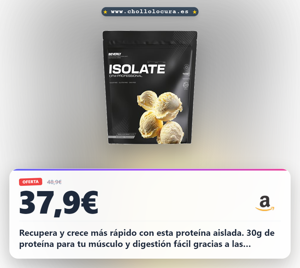 Aprovecha la proteína aislada de suero Beverly CFM 30g vainilla en oferta para tu desarrollo muscular.