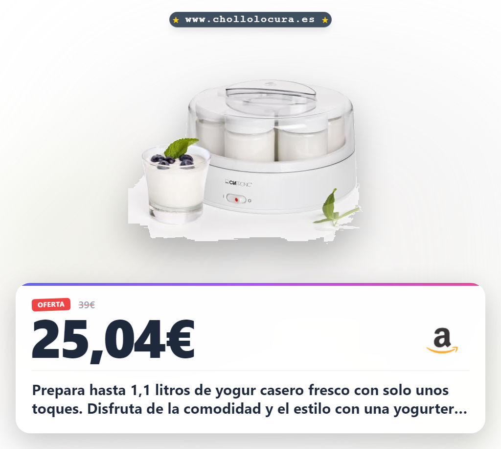 Aprovecha la Yogurtera Clatronic de 1,1 litros para preparar yogur casero rápido y fácil en oferta