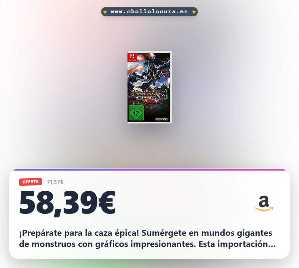 Aprovecha Monster Hunter Generations Ultimate para Nintendo Switch importación alemana en oferta histórica