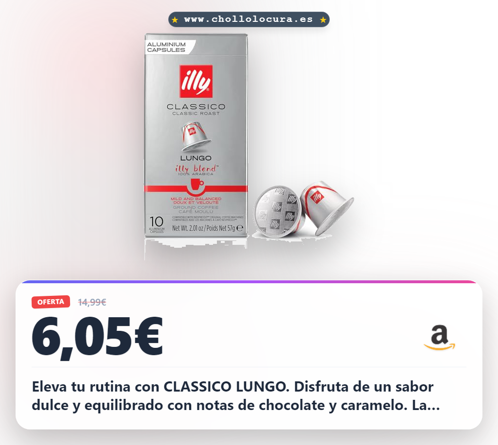 Aprovecha las cápsulas illy Classic Lungo compatibles con Nespresso al mejor precio de oferta