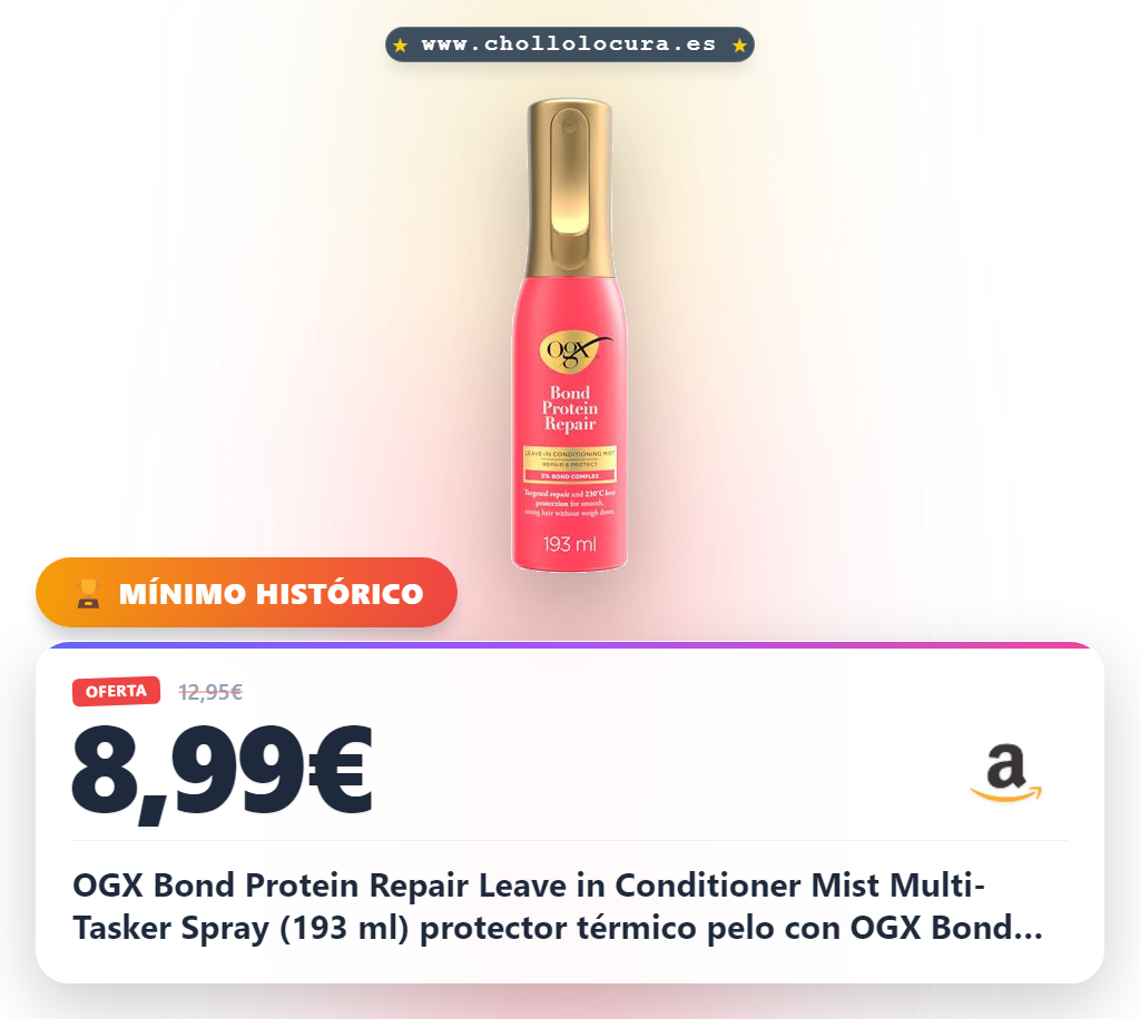 OGX Bond Protein Repair Leave in Conditioner Mist Multi-Tasker Spray (193 ml) protector térmico pelo con OGX Bond Complex, protector calor pelo hasta 230°C, para cabello seco y dañado