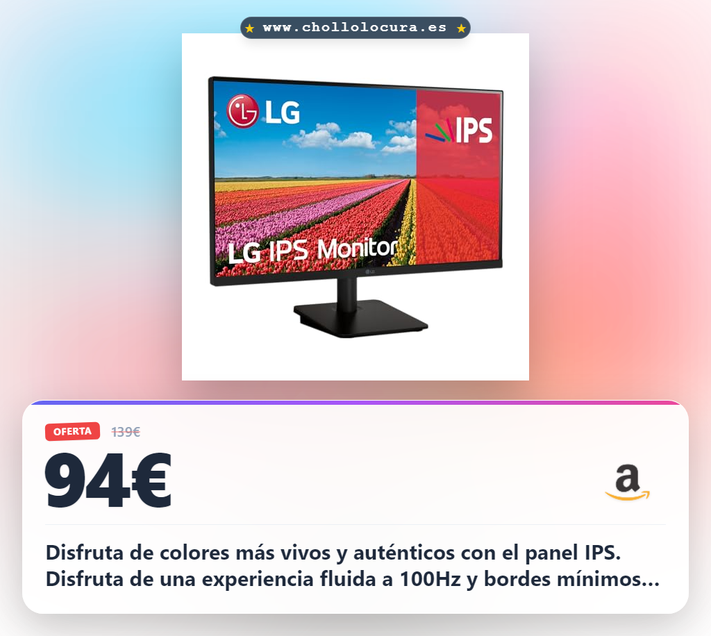 Consigue monitor LG 27 pulgadas IPS FHD 100Hz con Black Stabilizer y Reader Mode en oferta
