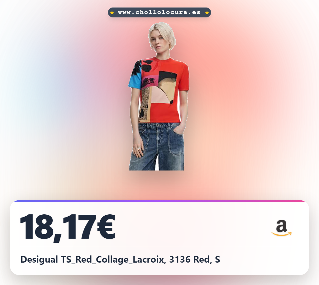 Desigual TS_Red_Collage_Lacroix, 3136 Red, S