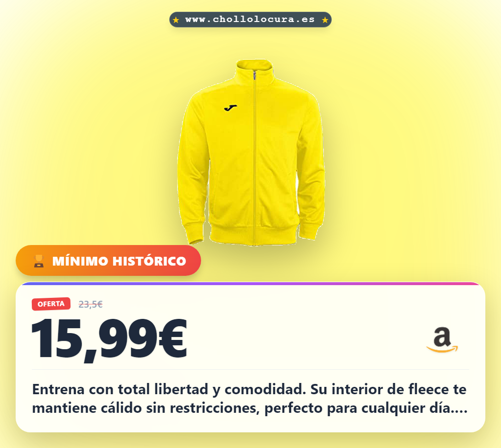 Encuentra la chaqueta Joma perfecta para entrenar y el día a día con interior fleece y manga raglán a precio de chollo