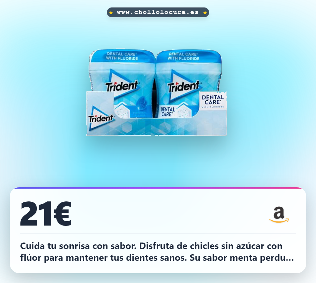 Aprovecha los chicles TRIDENT menta sin azúcar con flúor en pack de 6 al mejor precio dental