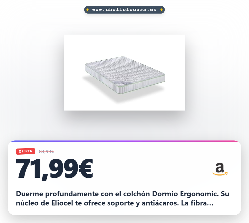 Aprovecha el colchón Dormio Ergonomic Eliocel Nido con núcleo de alta resiliencia y tratamiento antiácaros