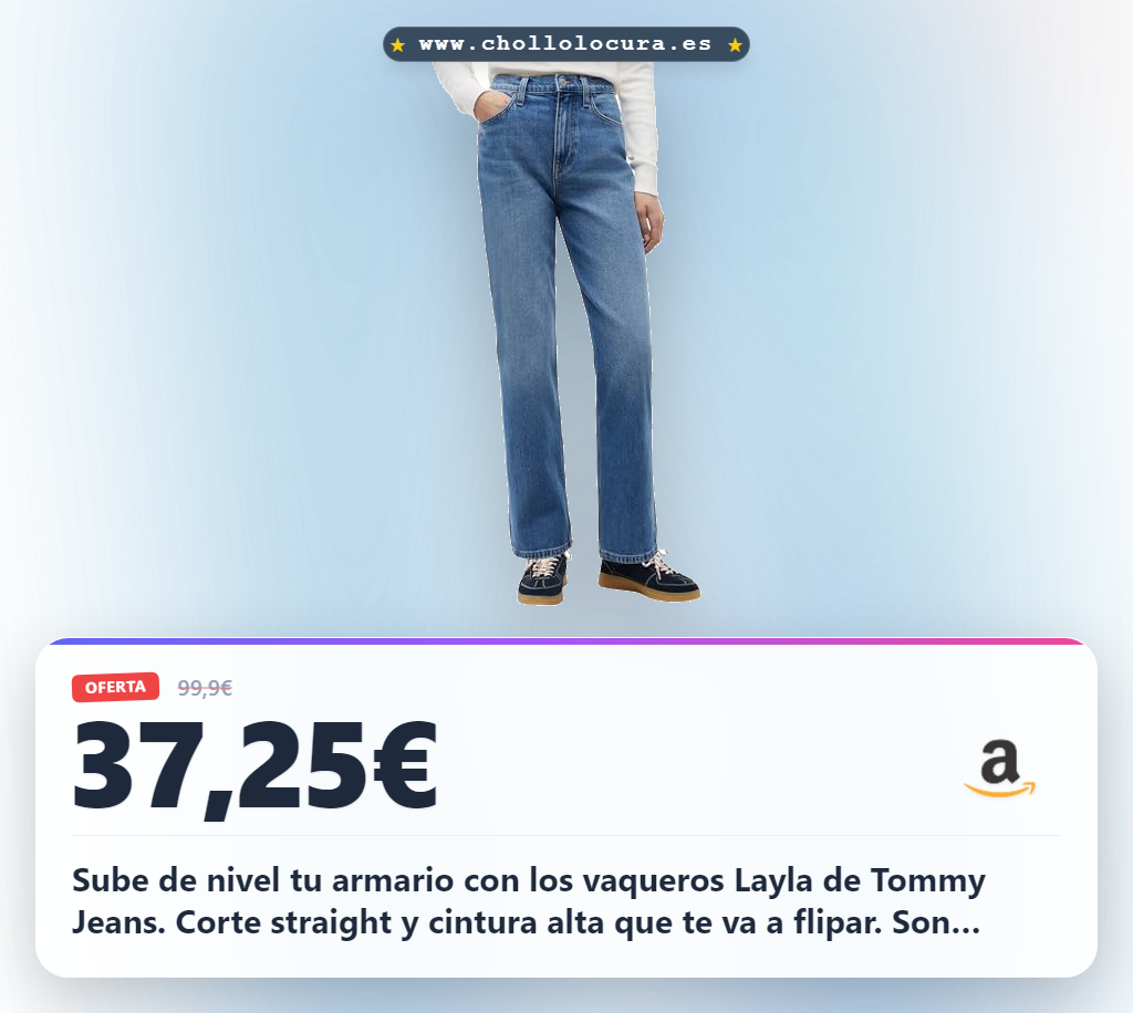 Adquiere los Vaqueros Tommy Jeans Layla Straight High Rise 29W/32L al mejor precio, edición sostenible.