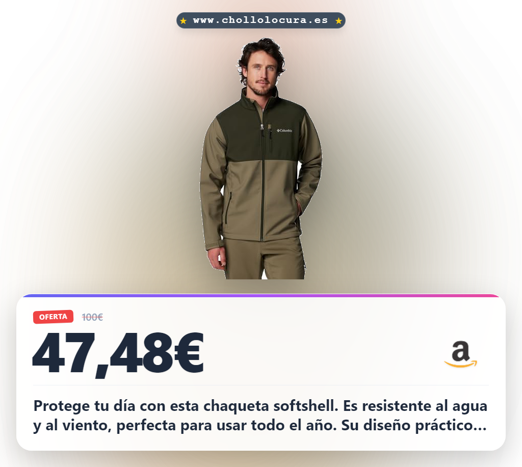 Aprovecha la chaqueta Columbia Softshell Ascender para hombre, resistente al agua y al viento. Cómoda para el día a día.