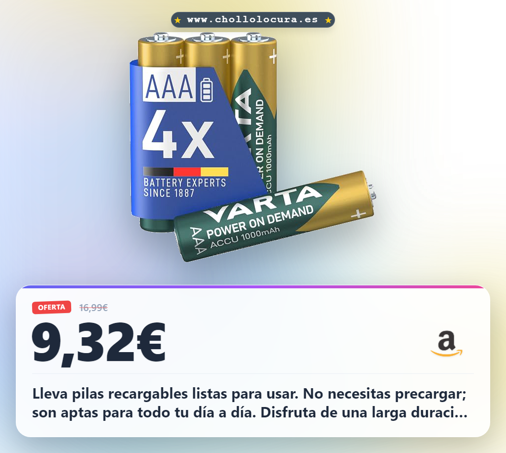 Consigue pilas AAA recargables VARTA Ready To Use 1000 mAh sin efecto memoria al mejor precio