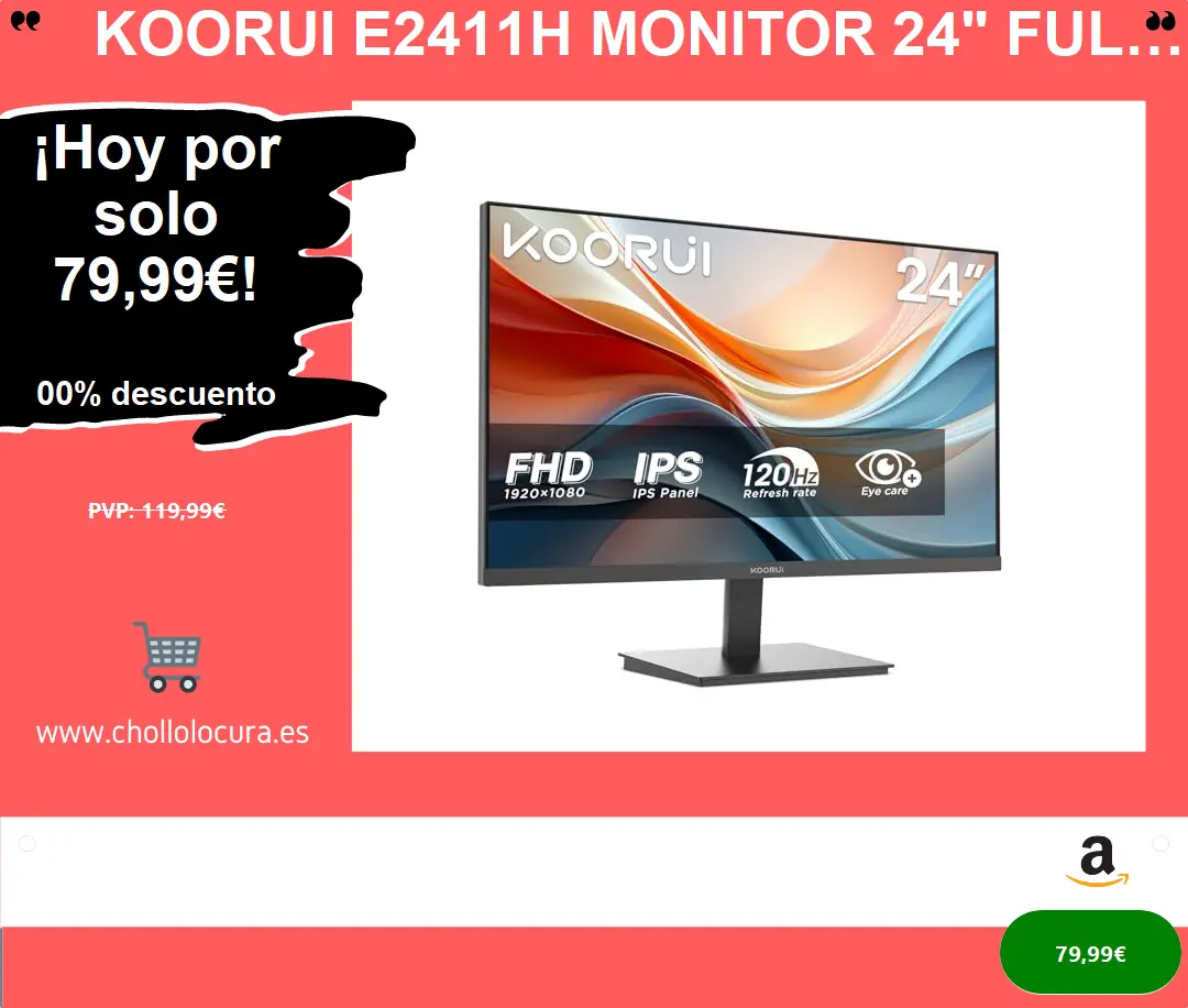 Monitor 24 Full HD IPS 120Hz con Diseño Ultra Fino y Tecnología Eye Care para Trabajo y Gaming