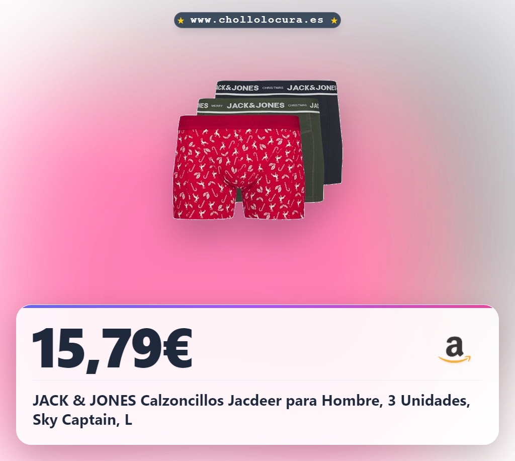 Consigue este pack de 3 Calzoncillos JACK & JONES Jacdeer Sky Captain talla L al mejor precio en oferta histórica