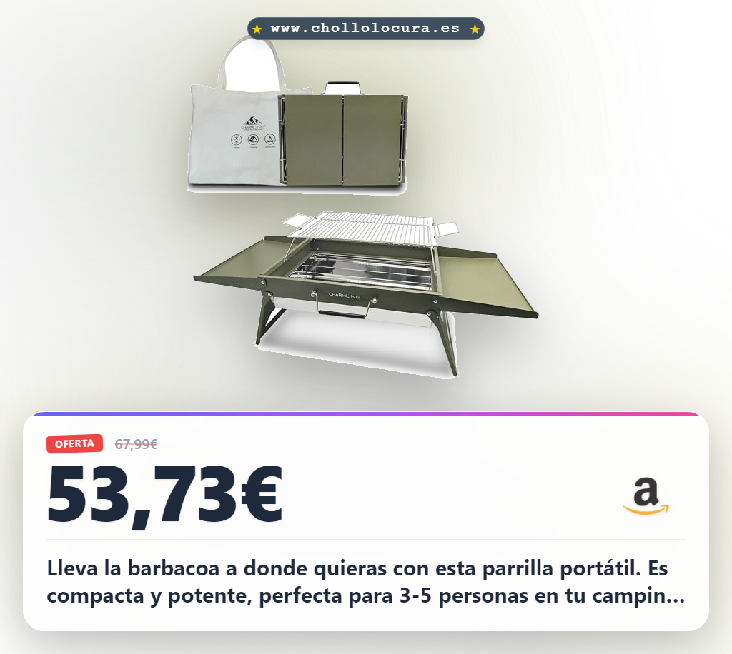 Aprovecha esta barbacoa de carbón portátil para camping y picnic al mejor precio para 3-5 personas