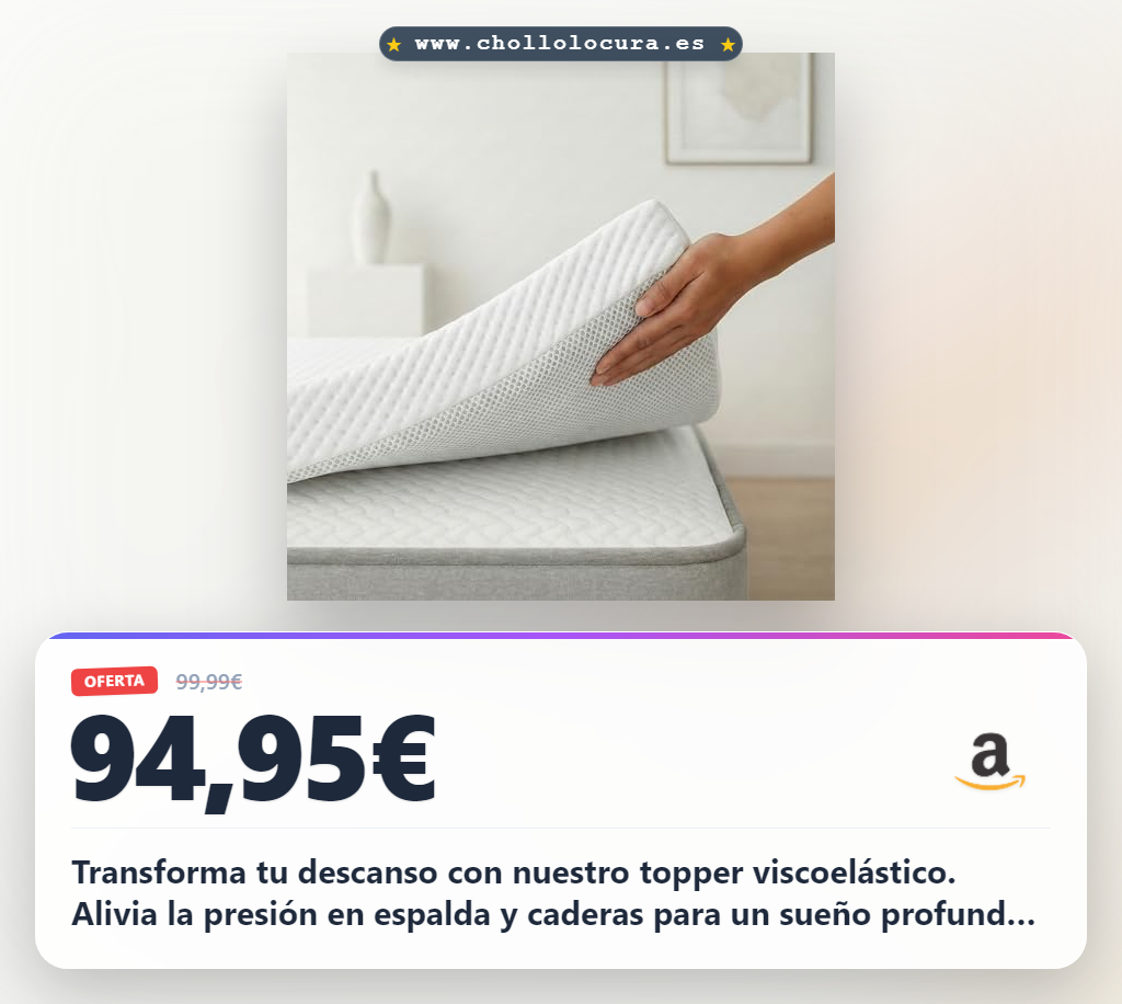 Aprovecha este Topper Viscoelástico 150x190 cm en oferta para aliviar la presión y disfrutar de un descanso profundo