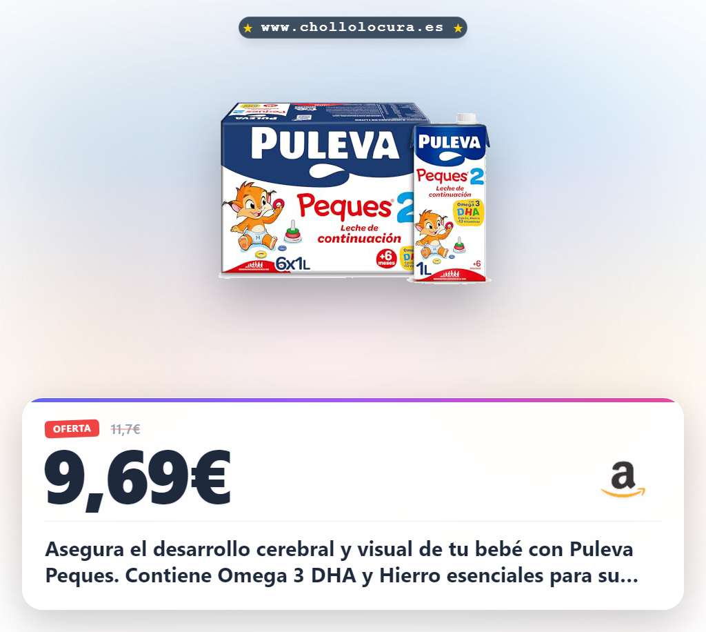 Aprovecha la leche de continuación Puleva Peques 6L con Omega 3 DHA y Hierro para el desarrollo cerebral y visual