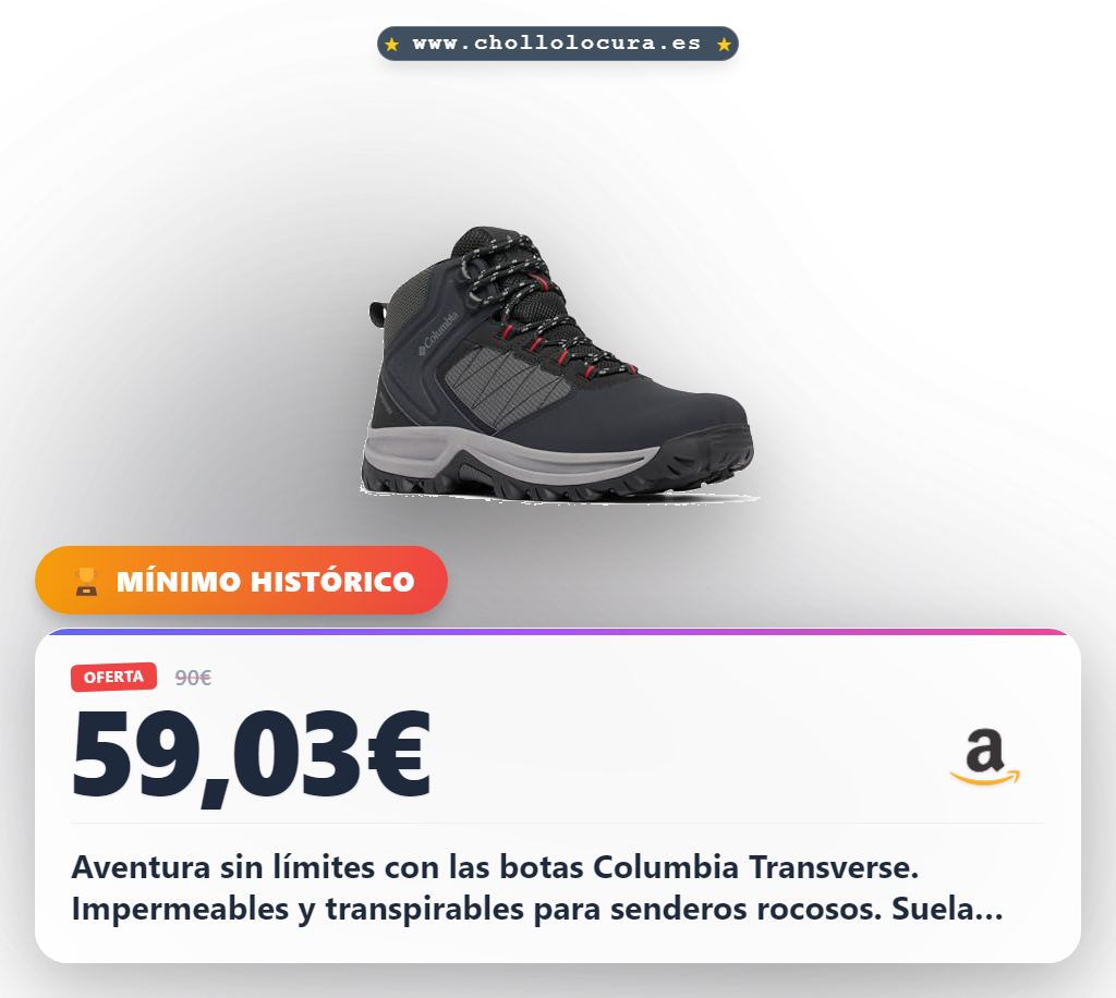 Aventura sin límites con las botas Columbia Transverse. Impermeables y transpirables para senderos rocosos. Suela Techlite ofrece amortiguación superior y comodidad. Construidas para durar en cualquier clima.