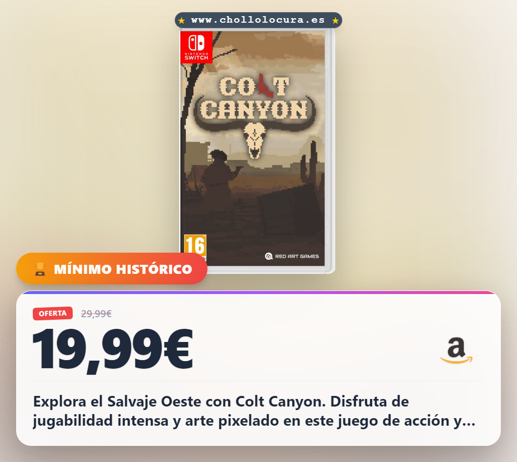 Aprovecha Colt Canyon para Nintendo Switch: aventura pixelada de Salvaje Oeste con elementos roguelike y acción intensa