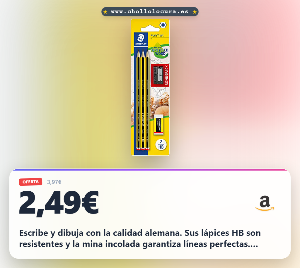 Aprovecha el set escolar STAEDTLER Noris 120 con lápices HB y sacapuntas de alta calidad al mejor precio