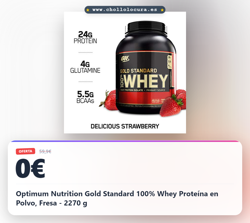 Optimum Nutrition Gold Standard 100% Whey Proteína en Polvo, Fresa - 2270 g