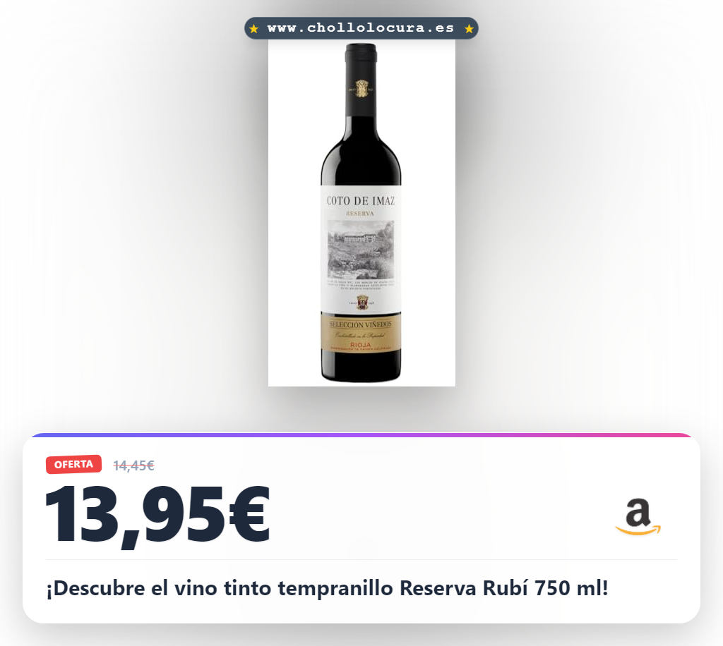 ¡Descubre el vino tinto tempranillo Reserva Rubí 750 ml!
