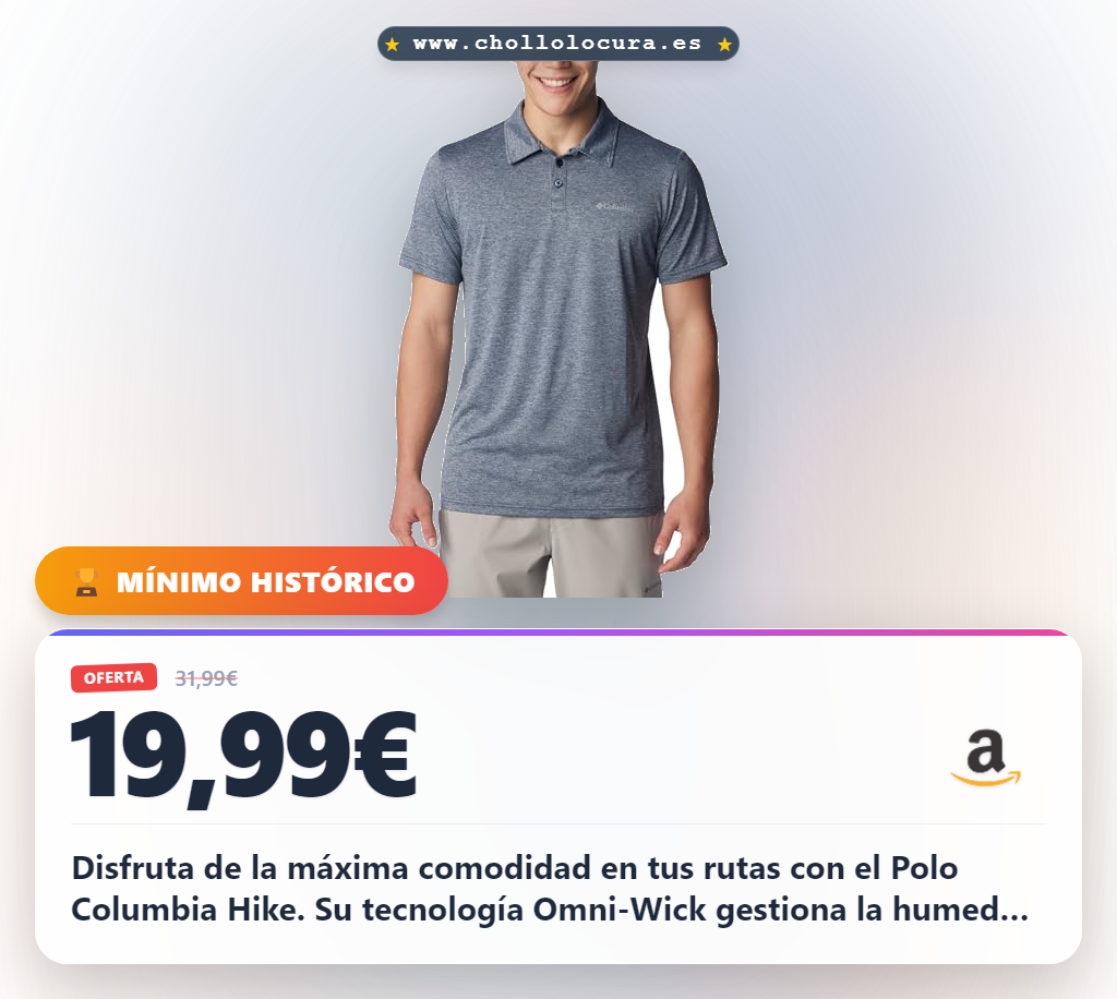 Aprovecha la polo Columbia Hike Omni-Wick para el deporte y frescura duradera al mejor precio de oferta