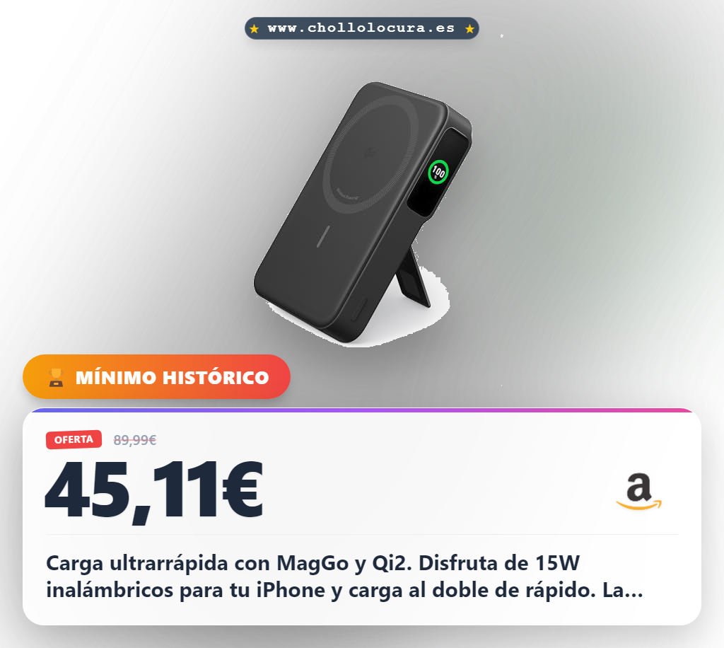 Aprovecha el Power Bank Anker MagGo 10000mAh con carga Qi2 y MagSafe para iPhone en oferta histórica