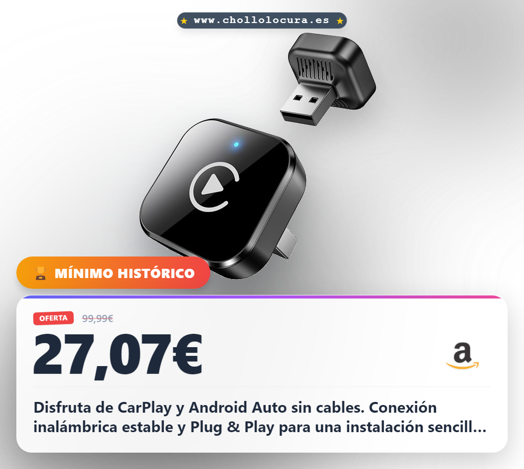 Aprovecha el adaptador CarPlay y Android Auto Inalámbrico Plug & Play con WiFi para tu coche al mejor precio de oferta