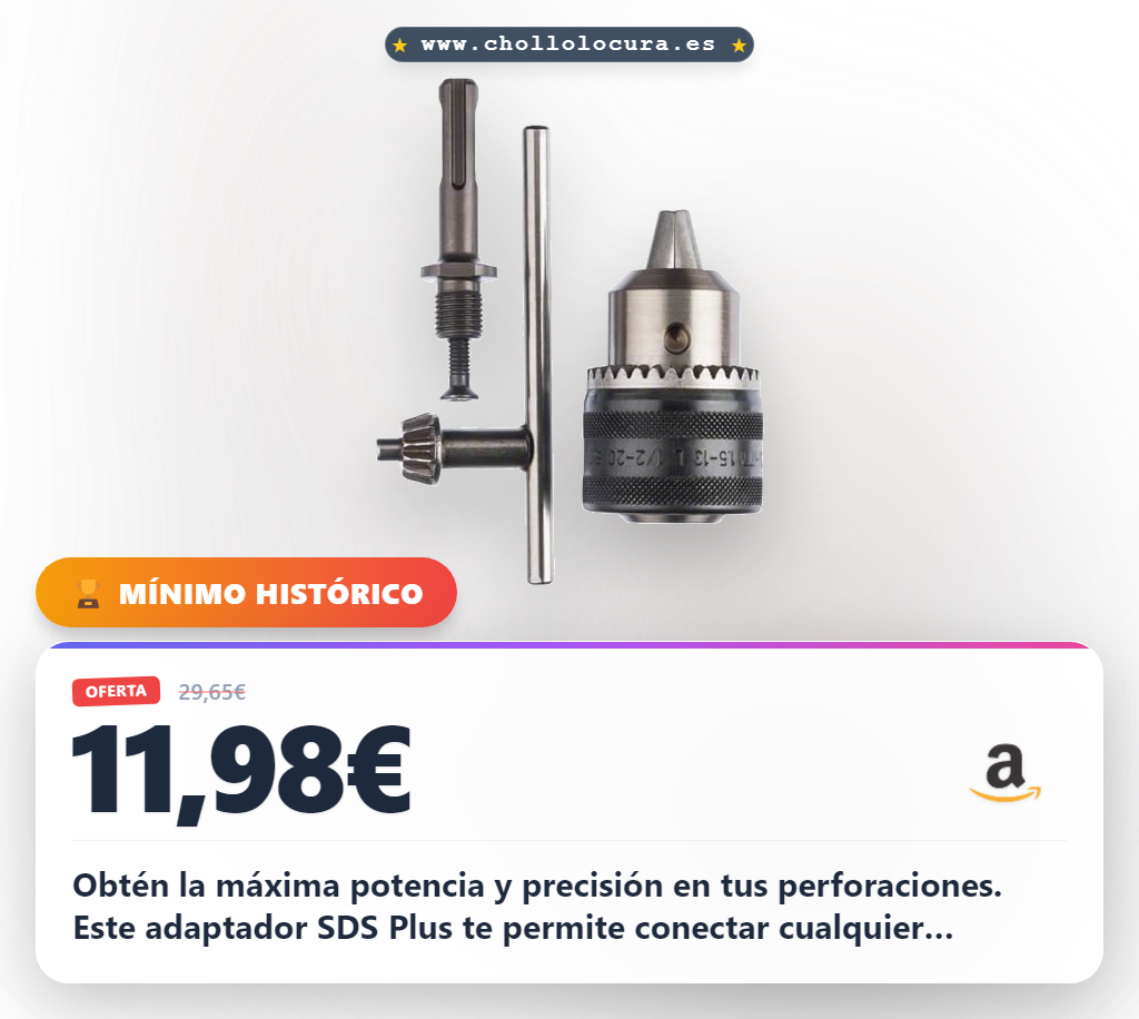 Aprovecha este adaptador SDS Plus Bosch con portabrocas para martillo perforador al mejor precio de oferta