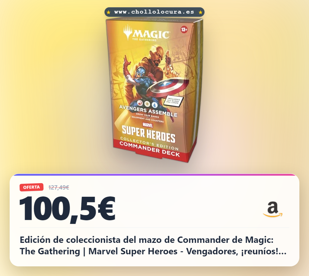 Encuentra el mazo de Commander Magic: The Gathering Marvel Vengadores en edición coleccionista con foil al mejor precio.