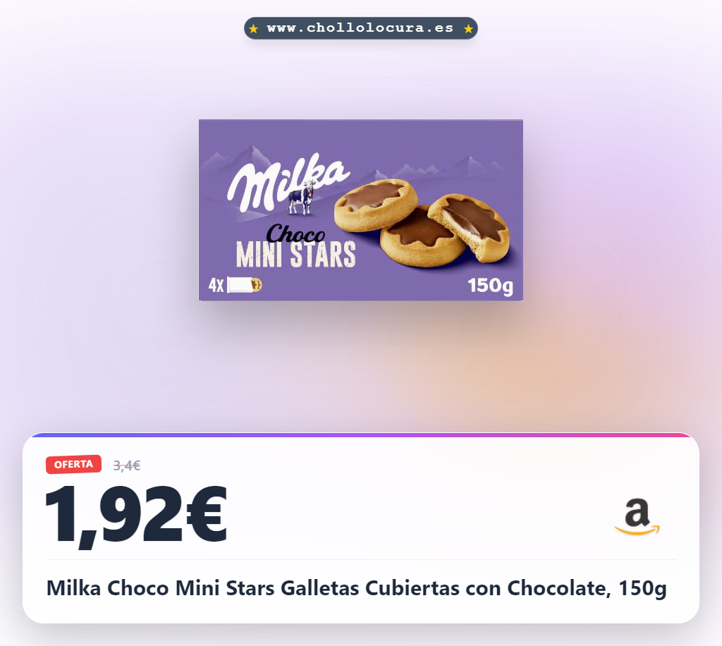 Milka Choco Mini Stars Galletas Cubiertas con Chocolate, 150g