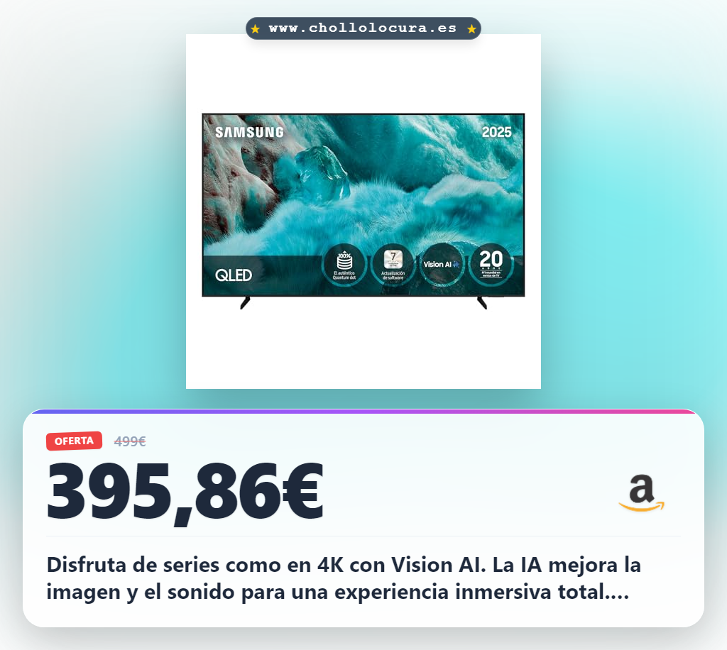 Aprovecha la TV Samsung QLED 4K con Vision AI y Quantum Dot sin cadmio para disfrutar de más de 500 canales