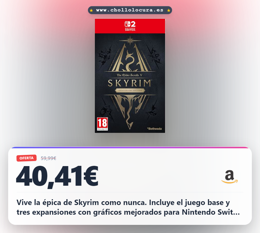 Aprovecha la edición aniversario de Skyrim para Nintendo Switch 2 con sus 3 expansiones y gráficos mejorados