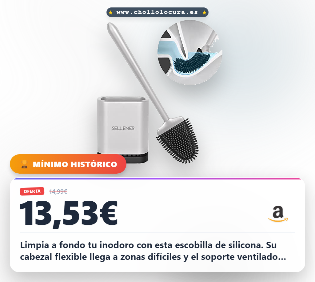 Encuentra cepillo de inodoro de silicona con soporte ventilado y secado rápido a precio de chollo