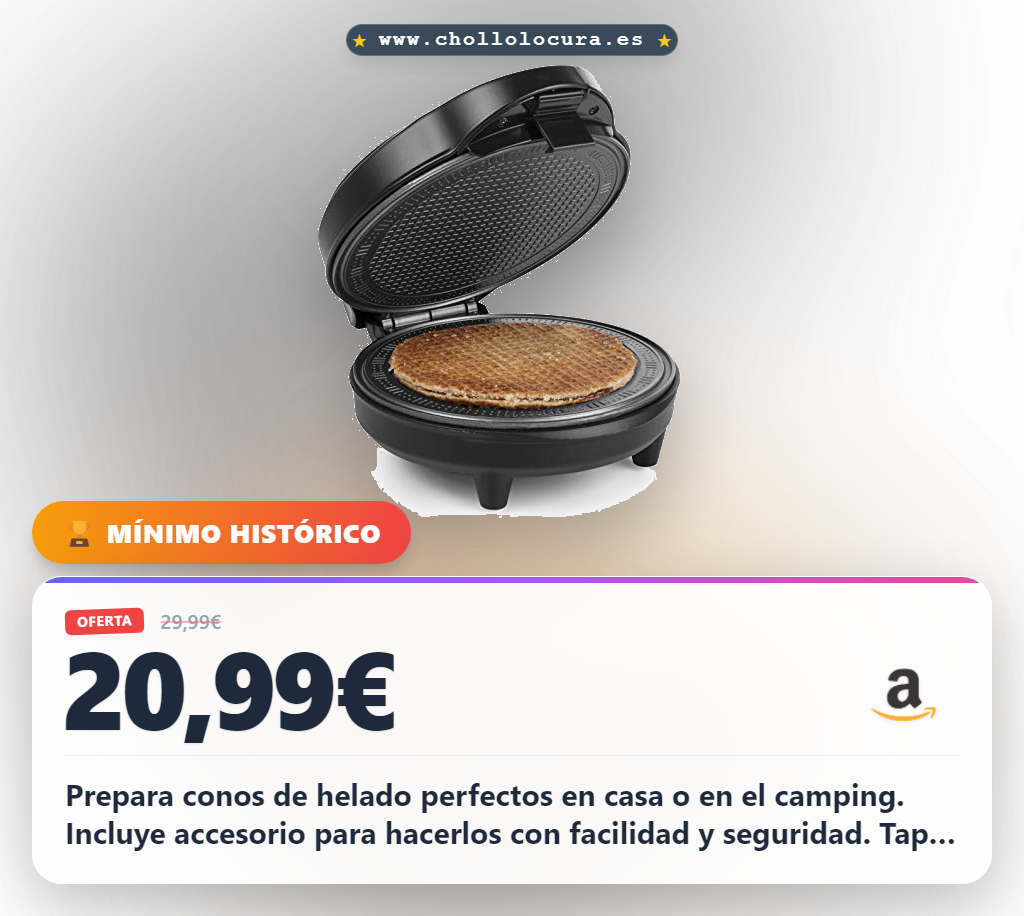 Aprovecha la máquina Tristar WF-1170 para hacer conos de helado en casa o el camping al mejor precio