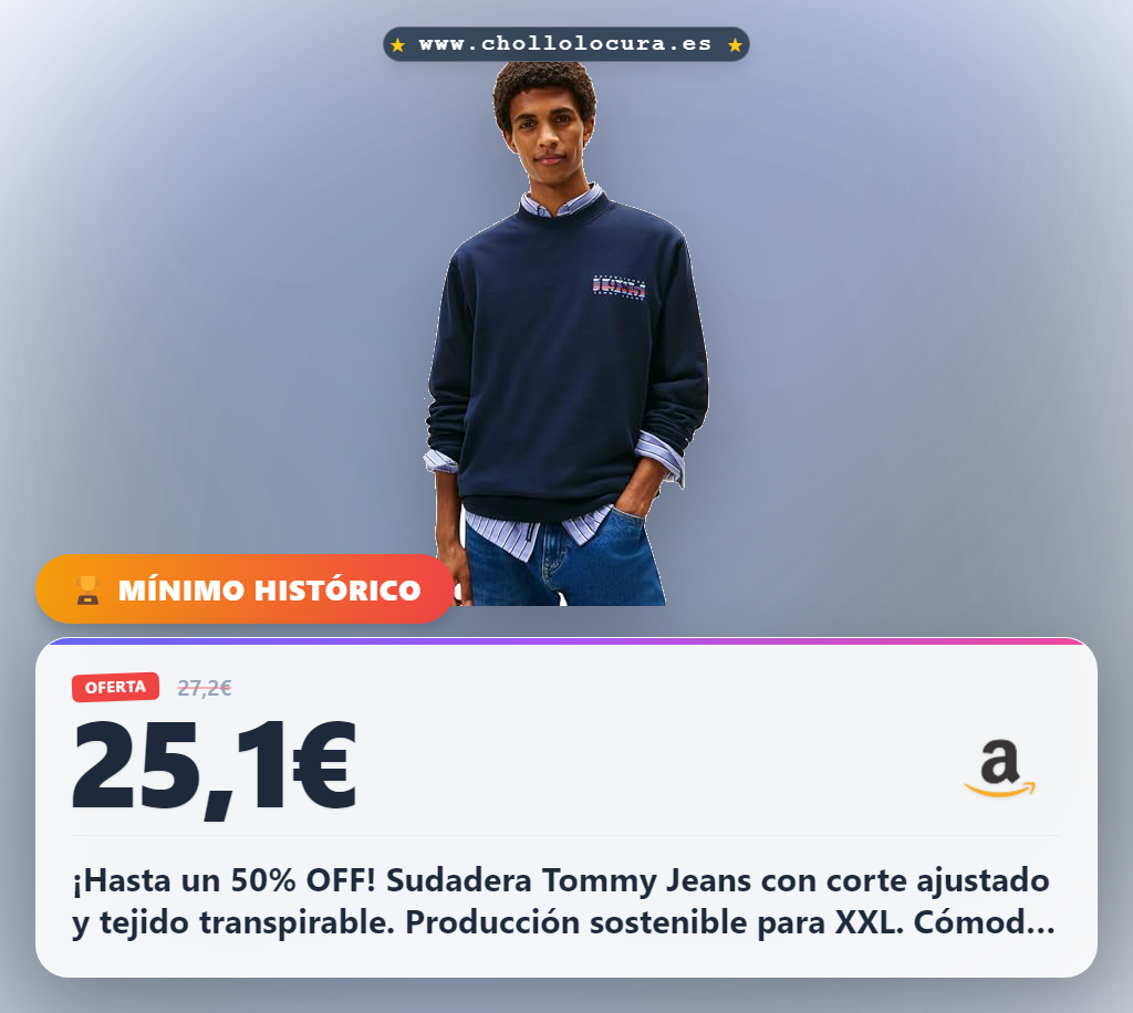Encuentra la sudadera Tommy Jeans en azul Dark Night Navy con corte ajustado y tejido transpirable al mejor precio.