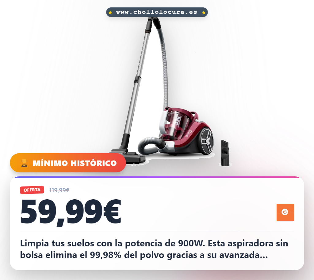 Aprovecha la aspiradora Rowenta Compact Power XXL 161 con tecnología ciclónica y depósito XXL en oferta