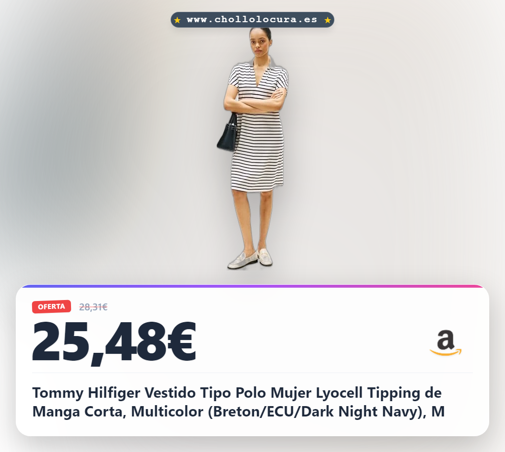 Aprovecha este Vestido Tipo Polo Tommy Hilfiger Mujer en Lyocell y corte Fit & Flare a precio de chollo