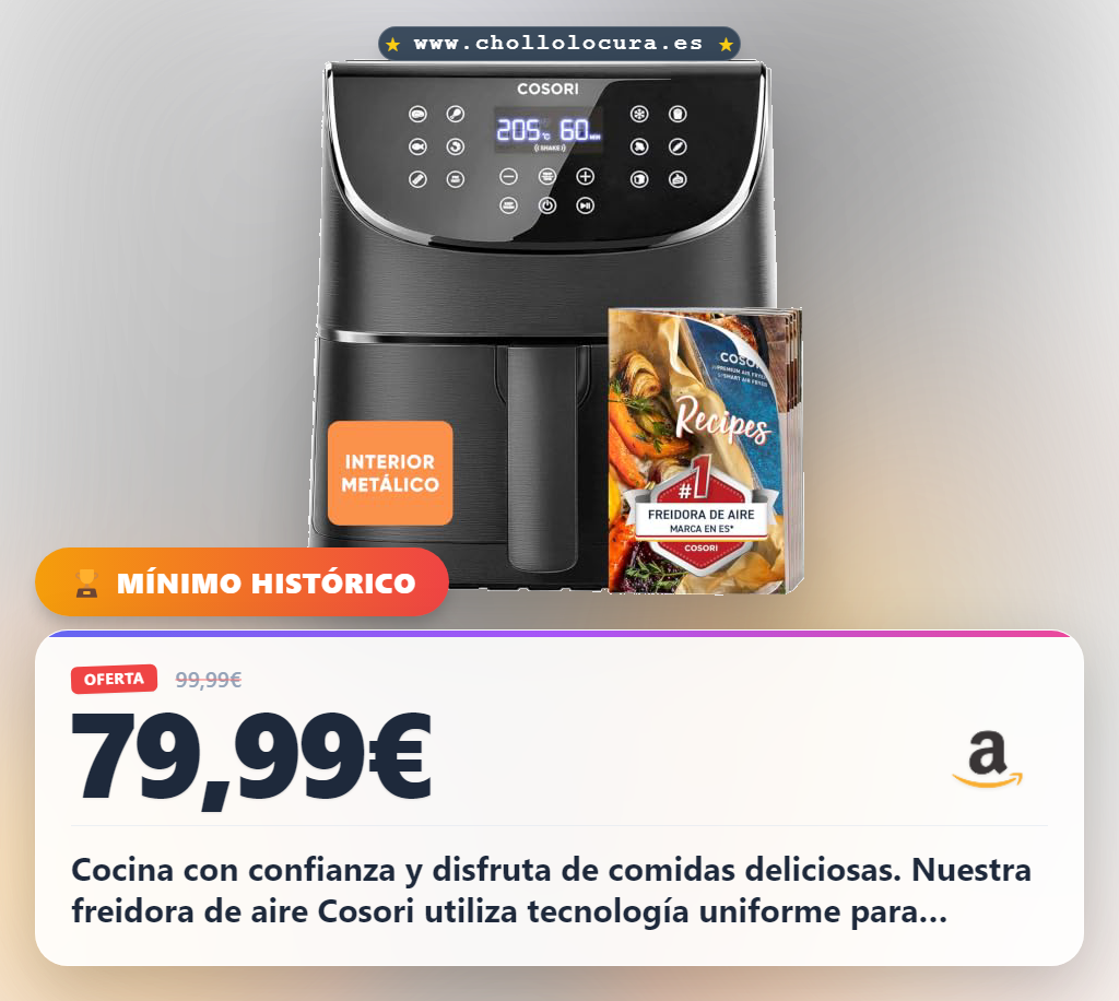 Aprovecha la freidora de aire Cosori con tecnología uniforme y recetas para cocinar sano