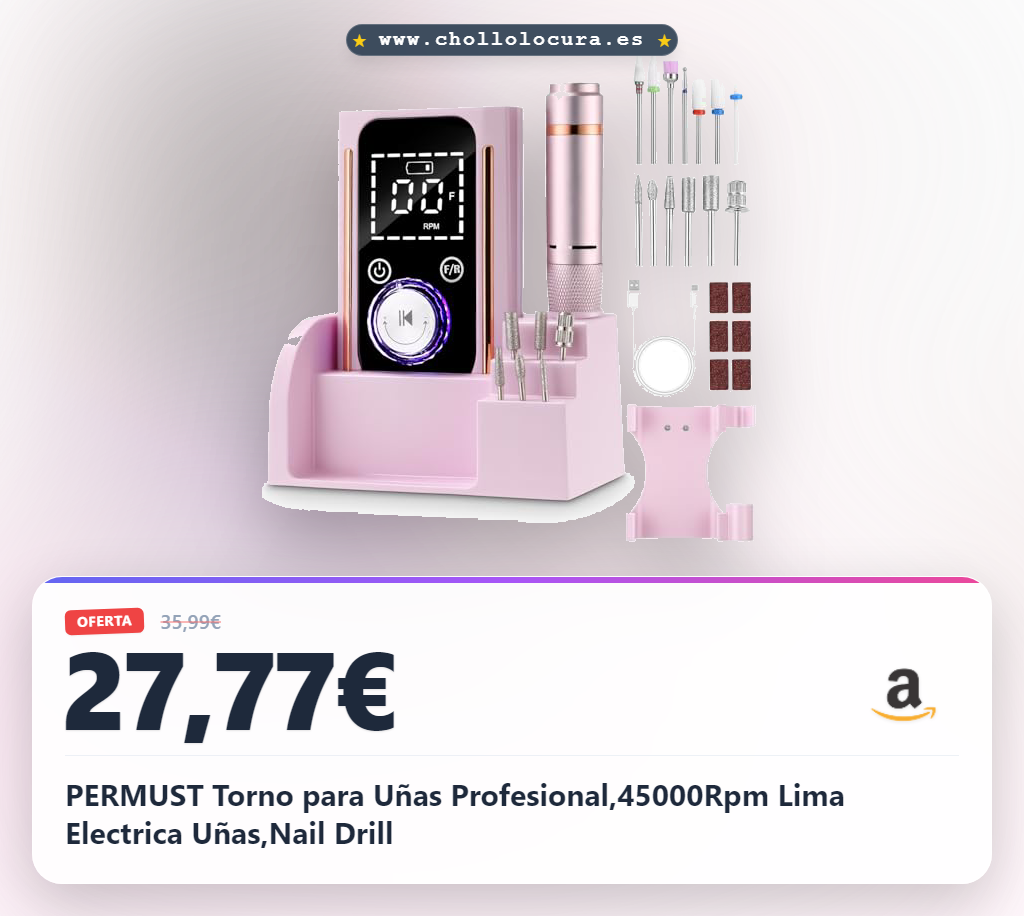 PERMUST Torno para Uñas Profesional,45000Rpm Lima Electrica Uñas,Nail Drill