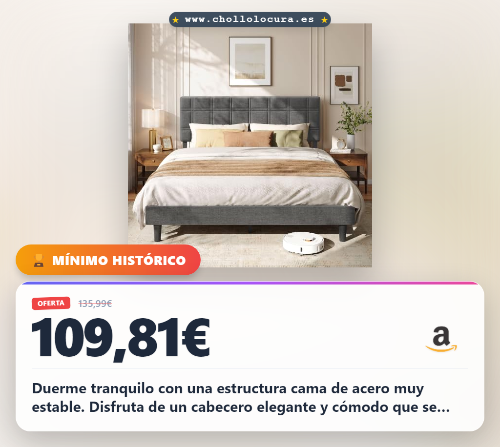 Compra la estructura cama VASAGLE cabecero ajustable 160x200 cm con montaje rápido y gran comodidad al mejor precio