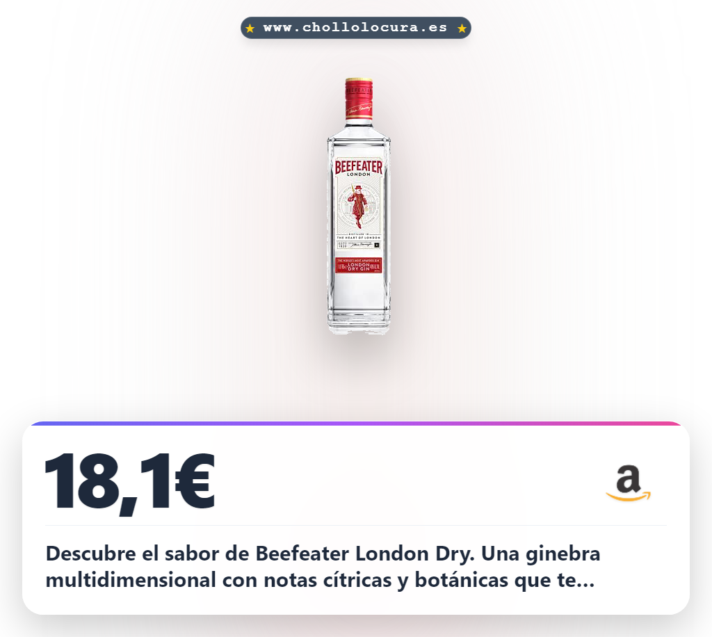 Consigue Beefeater London Dry Ginebra 1L con aroma cítrico y botánico al mejor precio