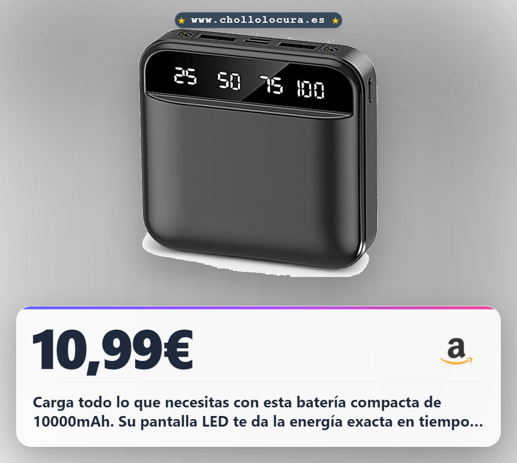 Consigue el power bank 10000mAh ultra delgado con pantalla LED y 2 salidas para iPhone y Samsung al mejor precio del año al chollo