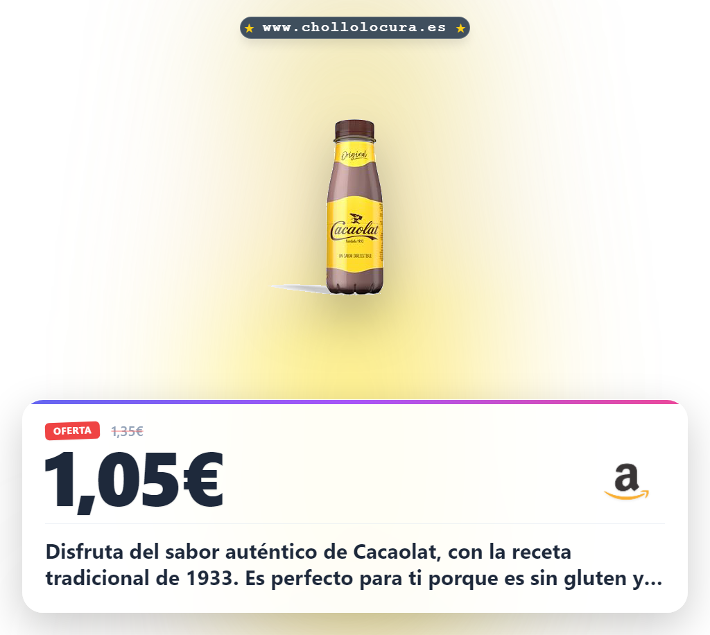 Encuentra la Cacaolat PET 275 ml sin gluten y sabor tradicional en oferta histórica al mejor precio para ti.