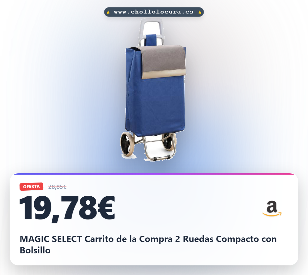 MAGIC SELECT Carrito de la Compra 2 Ruedas Compacto con Bolsillo