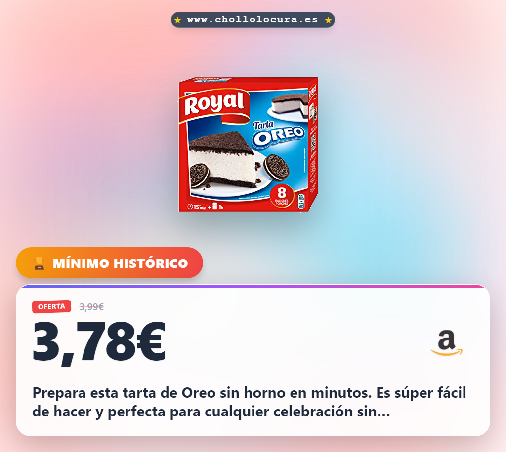 Disfruta la Royal Tarta de Oreo sin horno fácil y rápida. Pack de 8 raciones para postres perfectos a precio de chollo.