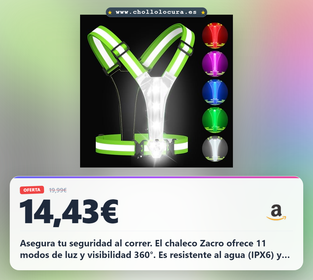 Logra máxima seguridad con Chaleco LED Zacro de 11 modos y alta visibilidad en oferta histórica