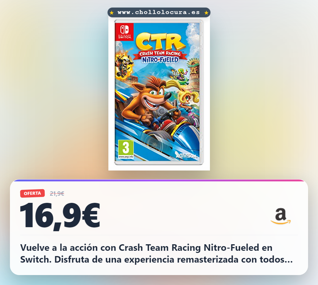 Disfruta Crash Team Racing Nitro-Fueled para Nintendo Switch con contenido remasterizado en oferta histórica