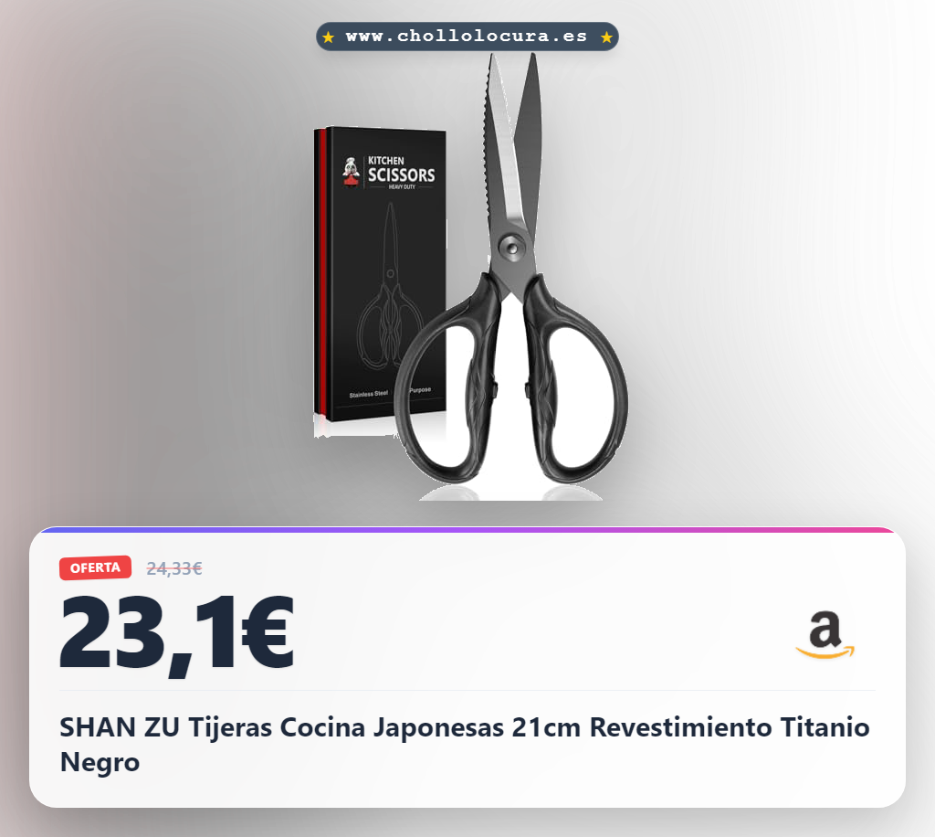 SHAN ZU Tijeras Cocina Japonesas 21cm Revestimiento Titanio Negro
