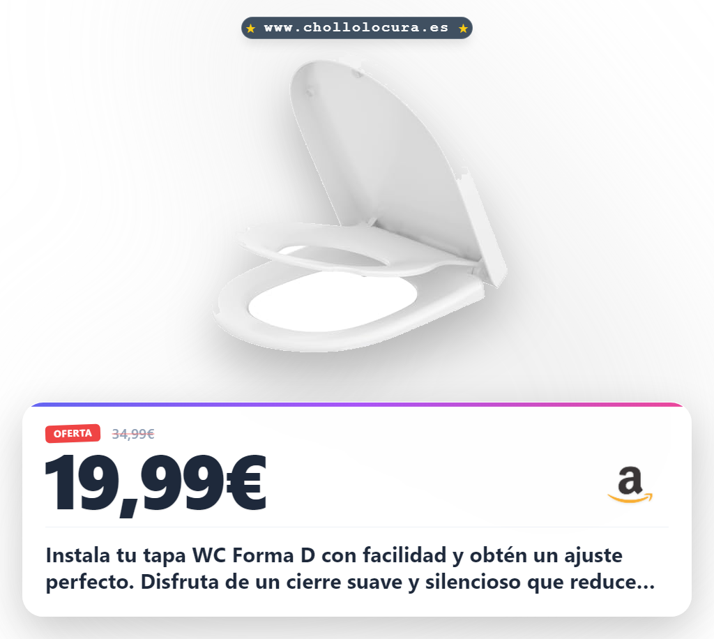Consigue la tapa WC universal Forma D blanca con cierre suave y fácil limpieza para tu baño al mejor precio del año.