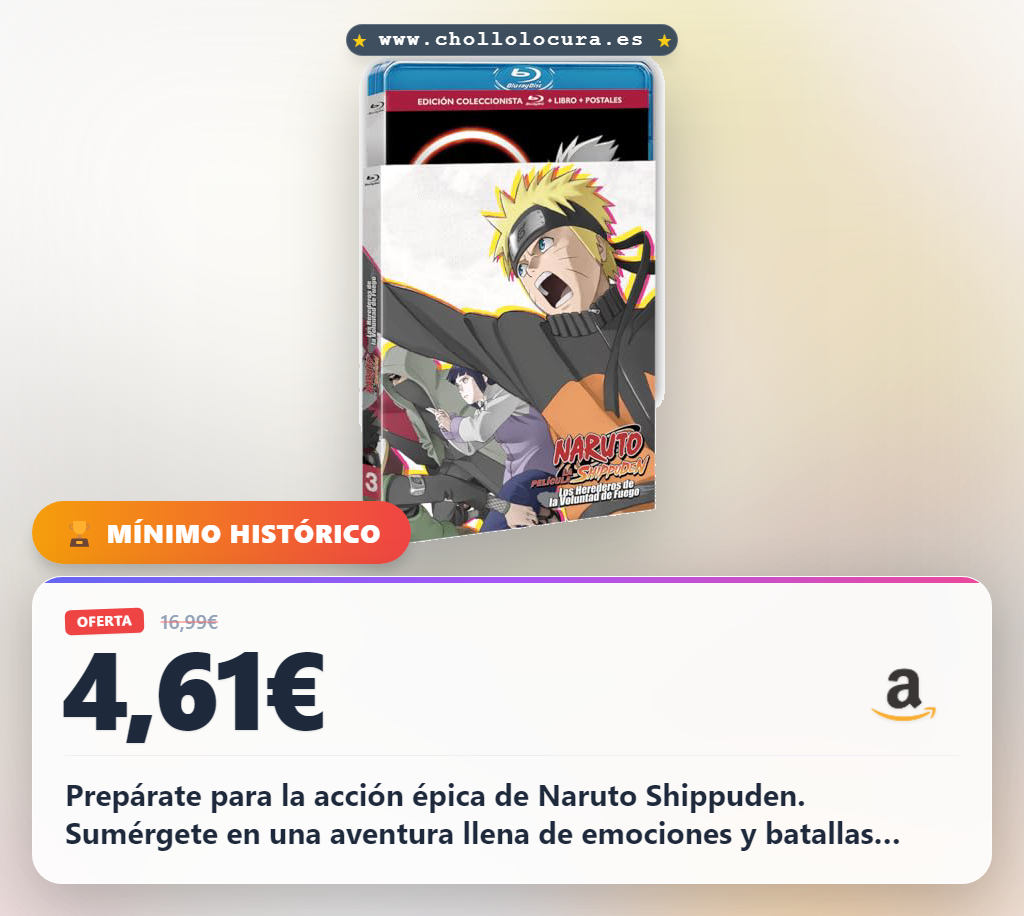 Aprovecha la película Naruto Shippuden Los Herederos de la Voluntad de Fuego con acción y aventuras al mejor precio